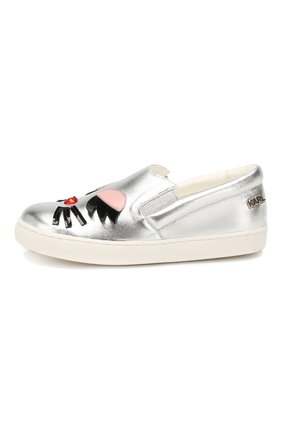 Детские кожаные слипоны KARL LAGERFELD KIDS серебряного цвета по цене 12440 руб., арт. Z19032 | Фото 2 Детские кожаные слипоны KARL LAGERFELD KIDS серебряного цвета, арт. Z19032 | Фото 2
