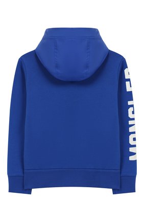 Детский хлопковая толстовка с капюшоном MONCLER ENFANT синего цвета по цене 18150 руб., арт. E2-954-84176-50-809B3/4-6A | Фото 2 Детский хлопковая толстовка с капюшоном MONCLER ENFANT синего цвета, арт. E2-954-84176-50-809B3/4-6A | Фото 2