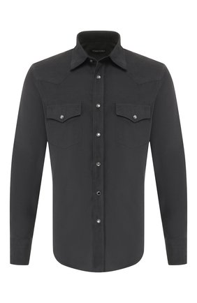 Мужская хлопковая рубашка TOM FORD темно-серого цвета по цене 43900 руб., арт. 6FT874/94MEKI | Фото 1 Мужская хлопковая рубашка TOM FORD темно-серого цвета, арт. 6FT874/94MEKI | Фото 1