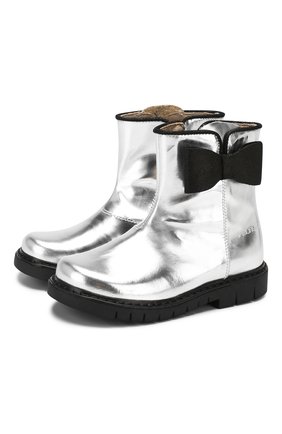 Детские кожаные ботинки SIMONETTA серебряного цвета, арт. SI4TR004/MIRR0R/23-27 | Фото 1 (Статус проверки: Проверено, Проверена категория; Материал внутренний: Натуральная кожа; Материал внешний: Кожа)