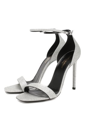 Женские босоножки amber SAINT LAURENT серебряного цвета по цене 47800 руб., арт. 584438/1GQ00 | Фото 1 Женские босоножки amber SAINT LAURENT серебряного цвета, арт. 584438/1GQ00 | Фото 1