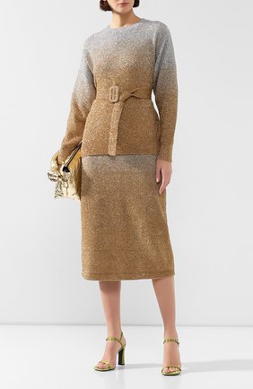 Женская пуловер с поясом DRIES VAN NOTEN золотого цвета по цене 58750 руб., арт. 192-11226-8729 | Фото 2 Женская пуловер с поясом DRIES VAN NOTEN золотого цвета, арт. 192-11226-8729 | Фото 2