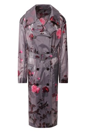 Женский плащ с принтом DRIES VAN NOTEN серого цвета по цене 135500 руб., арт. 192-10290-8170 | Фото 1 Женский плащ с принтом DRIES VAN NOTEN серого цвета, арт. 192-10290-8170 | Фото 1