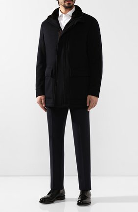 Мужской кашемировое пальто с меховой отделкой ERMENEGILDO ZEGNA темно-синего цвета по цене 574000 руб., арт. UTT49/350KN | Фото 2 Мужской кашемировое пальто с меховой отделкой ERMENEGILDO ZEGNA темно-синего цвета, арт. UTT49/350KN | Фото 2