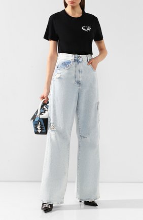 Женская хлопковая футболка OFF-WHITE черного цвета по цене 19950 руб., арт. 0WAA049F19B070661001 | Фото 2 Женская хлопковая футболка OFF-WHITE черного цвета, арт. 0WAA049F19B070661001 | Фото 2