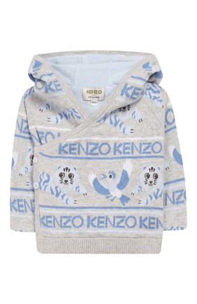 Детский кардиган с капюшоном KENZO серого цвета по цене 15050 руб., арт. KP18503 | Фото 1 Детский кардиган с капюшоном KENZO серого цвета, арт. KP18503 | Фото 1