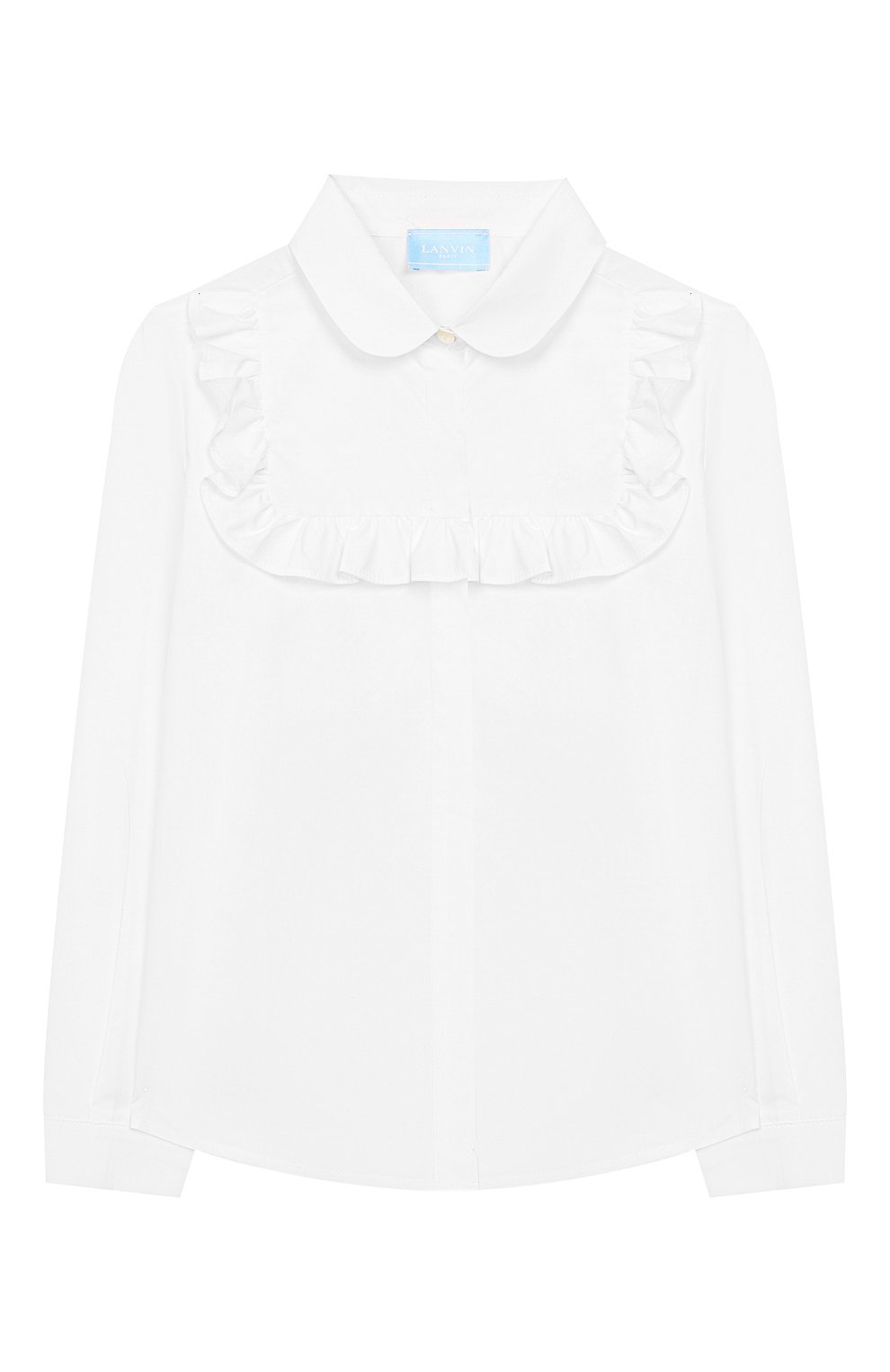 Детское хлопковая блузка LANVIN белого цвета, арт. 4L5500/LD020/5-8 | Фото 1 (Рукава: Длинные; Материал внешний: Хлопок; Стили: Классический; Статус проверки: Проверено, Проверена категория)