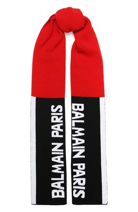 Детский шерстяной шарф BALMAIN красного цвета, арт. 6L0583/LC950 | Фото 1 (Материал: Шерсть, Текстиль; Статус проверки: Проверена категория)
