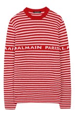 Детский шерстяной пуловер BALMAIN красного цвета, арт. 6L9520/LA910/12-16 | Фото 1 (Материал внешний: Шерсть; Рукава: Длинные; Мальчики Кросс-КТ: Пуловер-одежда; Статус проверки: Проверена категория)