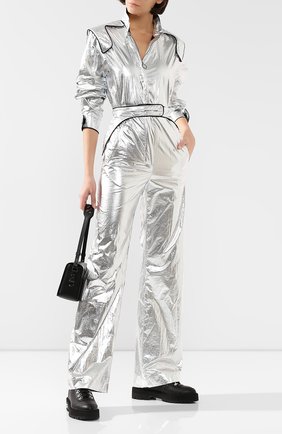 Женский комбинезон OFF-WHITE серебряного цвета по цене 167000 руб., арт. 0WDC026F19F760509100 | Фото 2 Женский комбинезон OFF-WHITE серебряного цвета, арт. 0WDC026F19F760509100 | Фото 2 (Статус проверки: Проверена категория; Рукава: Длинные; Длина (брюки, джинсы): Удлиненные; Материал внешний: Синтетический материал; Принт: Без принта; Случай: Повседневный; Женское Кросс-КТ: Комбинезон-одежда)