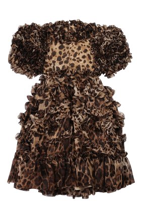Детское шелковое платье DOLCE & GABBANA коричневого цвета по цене 184500 руб., арт. L51DS8/HS15L/8-14 | Фото 2 Детское шелковое платье DOLCE & GABBANA коричневого цвета, арт. L51DS8/HS15L/8-14 | Фото 2