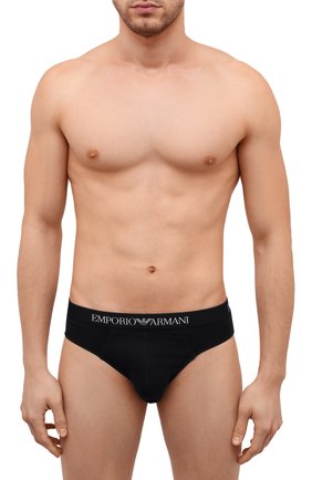 Мужские комплект их двух хлопковых брифов EMPORIO ARMANI черного цвета по цене 3275 руб., арт. 111321/CC722 | Фото 2 Мужские комплект их двух хлопковых брифов EMPORIO ARMANI черного цвета, арт. 111321/CC722 | Фото 2