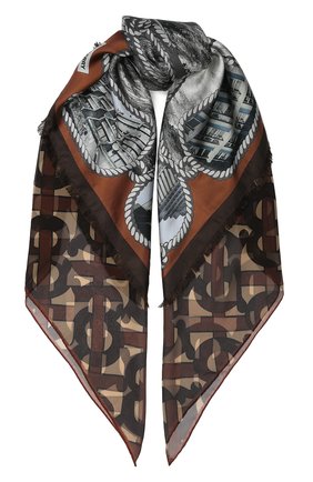 Женский шелковый платок BURBERRY коричневого цвета по цене 54400 руб., арт. 8021850 | Фото 1 Женский шелковый платок BURBERRY коричневого цвета, арт. 8021850 | Фото 1