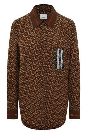 Женская шелковая рубашка BURBERRY коричневого цвета по цене 79200 руб., арт. 8018127 | Фото 1 Женская шелковая рубашка BURBERRY коричневого цвета, арт. 8018127 | Фото 1