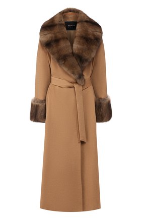 Женское пальто с меховой отделкой KITON бежевого цвета по цене 2420000 руб., арт. D48613K02403 | Фото 1 Женское пальто с меховой отделкой KITON бежевого цвета, арт. D48613K02403 | Фото 1