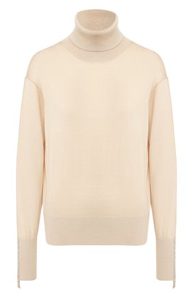 Женская водолазка из смеси шерсти и шелка BURBERRY светло-бежевого цвета по цене 34200 руб., арт. 8019188 | Фото 1 Женская водолазка из смеси шерсти и шелка BURBERRY светло-бежевого цвета, арт. 8019188 | Фото 1