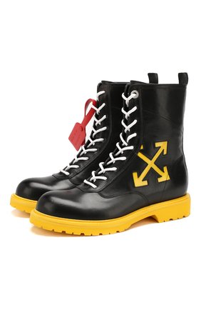 Мужские кожаные ботинки OFF-WHITE черного цвета по цене 66300 руб., арт. 0MIA133F19D680381060 | Фото 1 Мужские кожаные ботинки OFF-WHITE черного цвета, арт. 0MIA133F19D680381060 | Фото 1