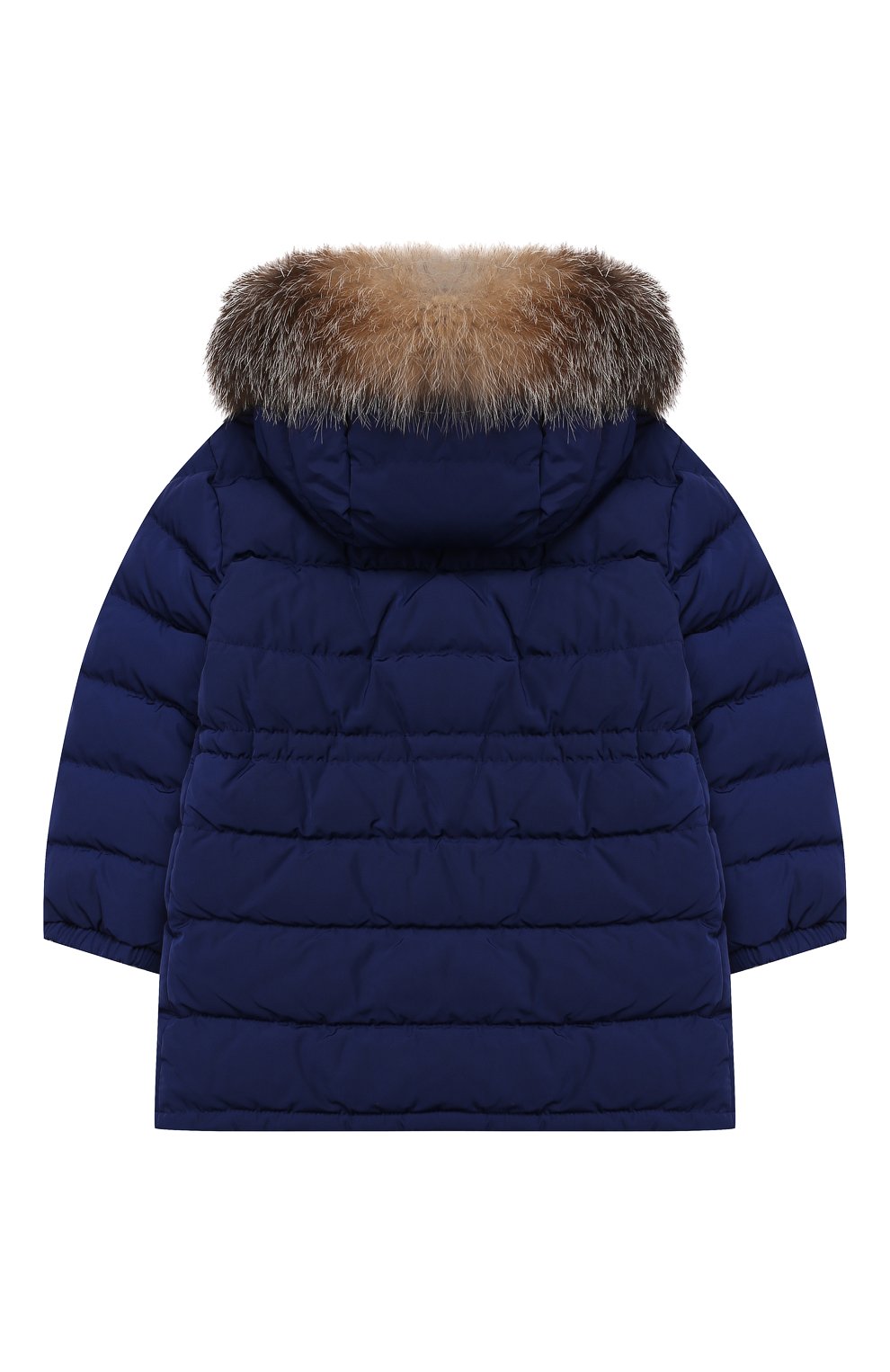 Детского пуховик с меховой отделкой на капюшоне MONCLER ENFANT голубого цвета по цене 39300 руб., арт. E2-951-42365-25-54543 | Фото 2 Детского пуховик с меховой отделкой на капюшоне MONCLER ENFANT голубого цвета, арт. E2-951-42365-25-54543 | Фото 2