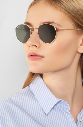 Женские солнцезащитные очки RAY-BAN золотого цвета по цене 15800 руб., арт. 3447-001/58 | Фото 2 Женские солнцезащитные очки RAY-BAN золотого цвета, арт. 3447-001/58 | Фото 2