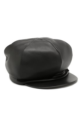 Женская кожаная кепка BALMAIN черного цвета, арт. SN0A016/A020 | Фото 1 (Статус проверки: Проверена категория; Материал: Натуральная кожа)