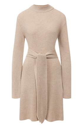 Женское платье с поясом NANUSHKA бежевого цвета по цене 27600 руб., арт. ABHAYA_ST0NE_CASHMERE BLEND RIB | Фото 1 Женское платье с поясом NANUSHKA бежевого цвета, арт. ABHAYA_ST0NE_CASHMERE BLEND RIB | Фото 1