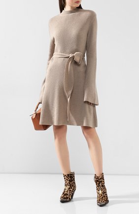 Женское платье с поясом NANUSHKA бежевого цвета по цене 27600 руб., арт. ABHAYA_ST0NE_CASHMERE BLEND RIB | Фото 2 Женское платье с поясом NANUSHKA бежевого цвета, арт. ABHAYA_ST0NE_CASHMERE BLEND RIB | Фото 2
