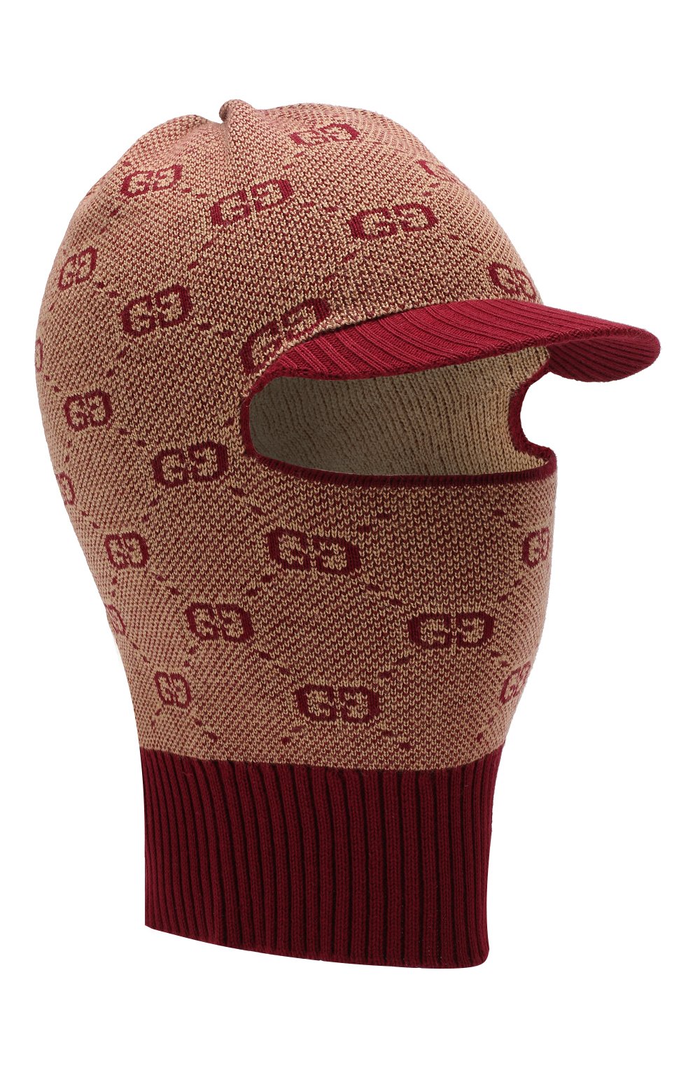 Детского шапка-балаклава из хлопка и шерсти GUCCI бордового цвета, арт. 574721/4K208 | Фото 1