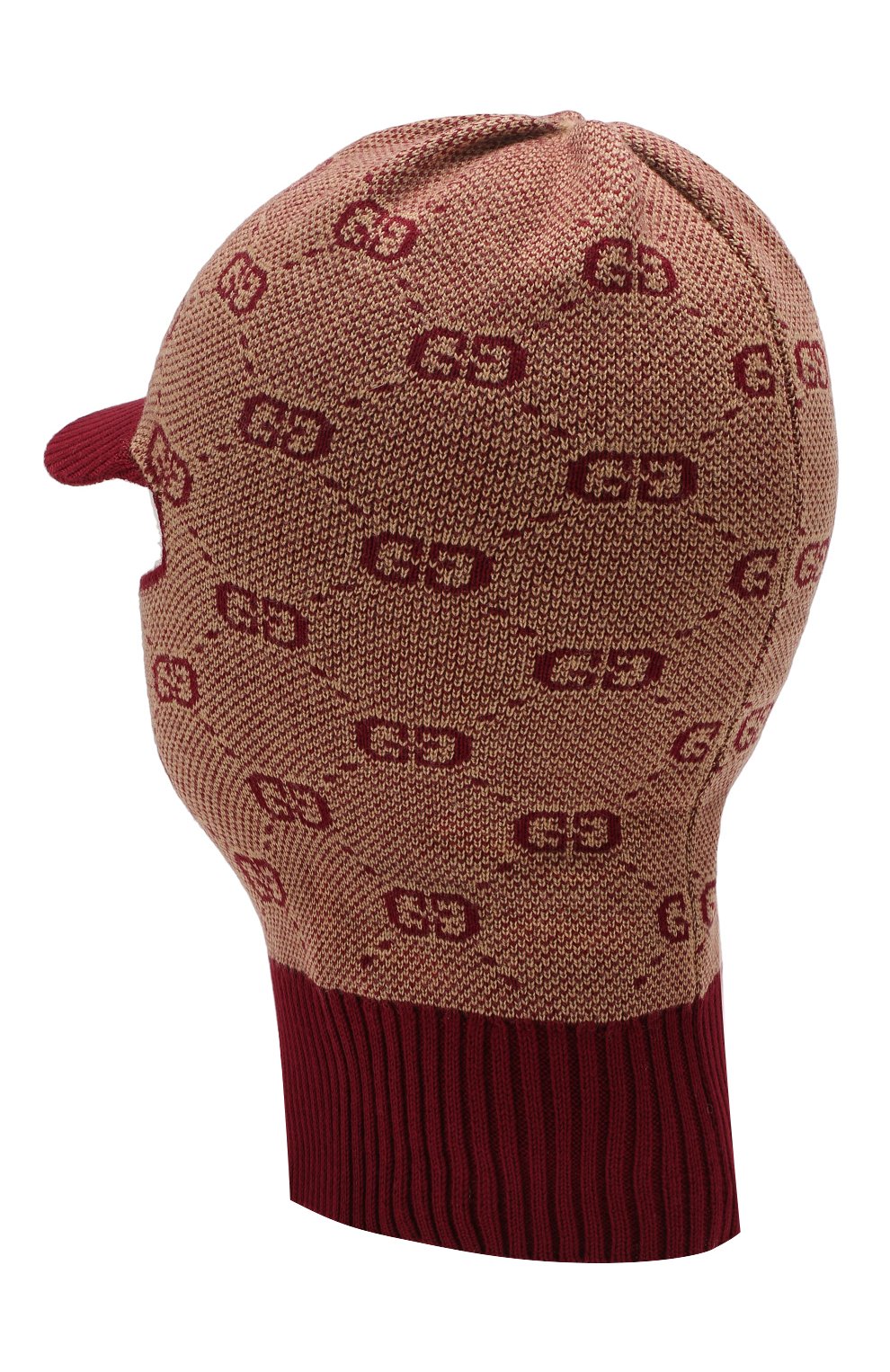 Детского шапка-балаклава из хлопка и шерсти GUCCI бордового цвета по цене 10800 руб., арт. 574721/4K208 | Фото 2 Детского шапка-балаклава из хлопка и шерсти GUCCI бордового цвета, арт. 574721/4K208 | Фото 2