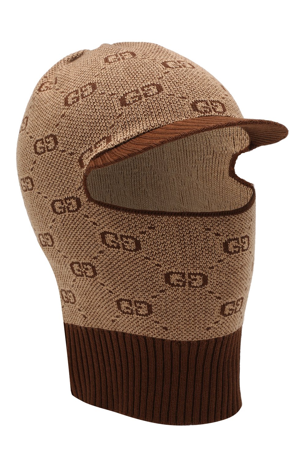 Детского шапка-балаклава из хлопка и шерсти GUCCI коричневого цвета, арт. 574721/4K208 | Фото 1
