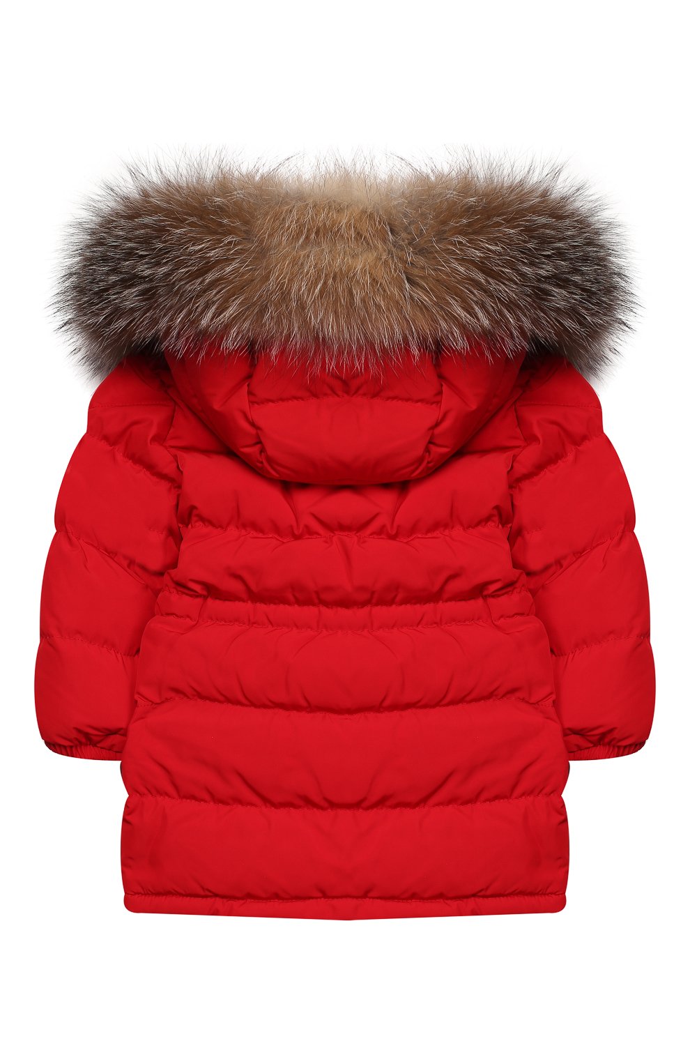 Детского пуховик с меховой отделкой на капюшоне MONCLER ENFANT красного цвета по цене 39800 руб., арт. E2-951-42365-25-54543 | Фото 2 Детского пуховик с меховой отделкой на капюшоне MONCLER ENFANT красного цвета, арт. E2-951-42365-25-54543 | Фото 2