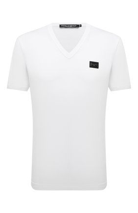 Мужская хлопковая футболка DOLCE & GABBANA белого цвета, арт. 0101/G8HA0T/G7JYY | Фото 1 (Рукава: Короткие; Материал внешний: Хлопок; Принт: Без принта; Длина (для топов): Стандартные; Стили: Кэжуэл)