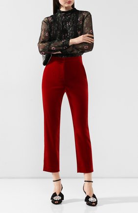Женские бархатные брюки DOLCE & GABBANA красного цвета по цене 57700 руб., арт. FTA6ST/FUWB3 | Фото 2 Женские бархатные брюки DOLCE & GABBANA красного цвета, арт. FTA6ST/FUWB3 | Фото 2
