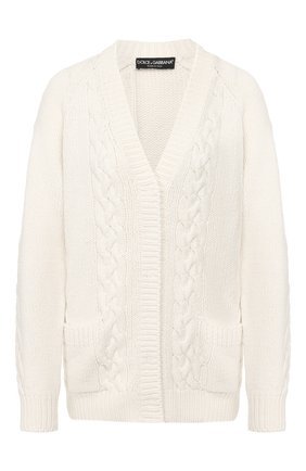 Женский кашемировый кардиган DOLCE & GABBANA белого цвета по цене 185500 руб., арт. FX533T/JAWQK | Фото 1 Женский кашемировый кардиган DOLCE & GABBANA белого цвета, арт. FX533T/JAWQK | Фото 1