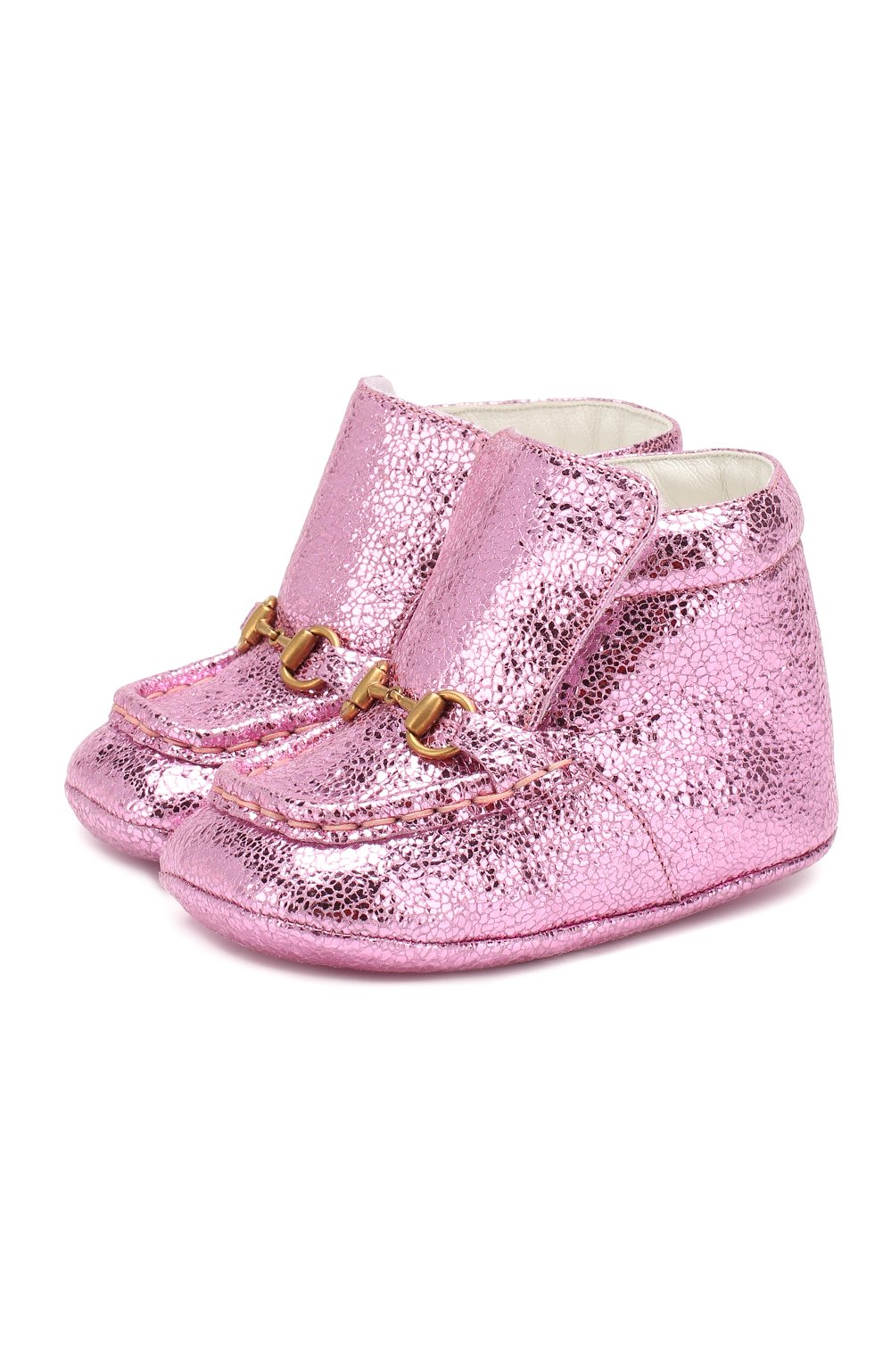 Детского кожаные пинетки GUCCI розового цвета, арт. 579137/01R00 | Фото 1