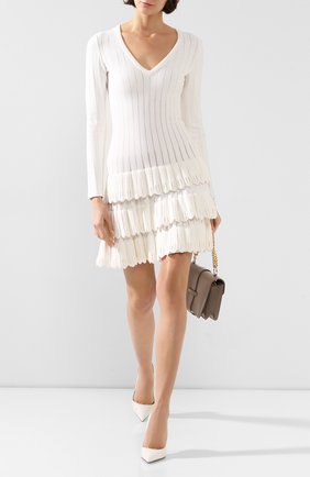 Женское шерстяное платье ALAIA белого цвета по цене 254000 руб., арт. 9W9RM65CM486 | Фото 2 Женское шерстяное платье ALAIA белого цвета, арт. 9W9RM65CM486 | Фото 2