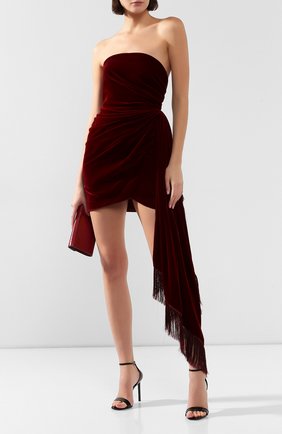 Женское бархатное платье OSCAR DE LA RENTA бордового цвета по цене 365000 руб., арт. 19FE655CPV | Фото 2 Женское бархатное платье OSCAR DE LA RENTA бордового цвета, арт. 19FE655CPV | Фото 2