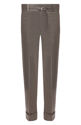 Мужские шерстяные брюки NEIL BARRETT коричневого цвета, арт. BPA729/M115 | Фото 1 (Материал внешний: Шерсть; Материал подклада: Купро; Случай: Повседневный; Длина (брюки, джинсы): Стандартные)