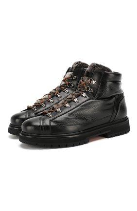 Мужские кожаные ботинки SANTONI темно-серого цвета по цене 43800 руб., арт. MBSN21224NE0PBNKN50 | Фото 1 Мужские кожаные ботинки SANTONI темно-серого цвета, арт. MBSN21224NE0PBNKN50 | Фото 1