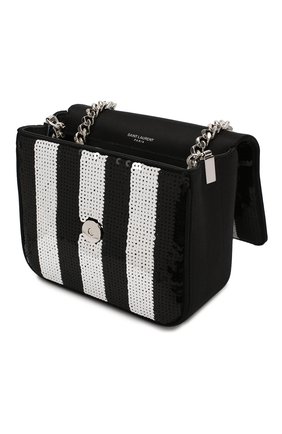 Женская сумка vicky small SAINT LAURENT черно-белого цвета по цене 0 руб., арт. 538439/KL9G2 | Фото 4 Женская сумка vicky small SAINT LAURENT черно-белого цвета, арт. 538439/KL9G2 | Фото 4 (Женское Кросс-КТ: Вечерняя сумка; Сумки-технические: Сумки через плечо; Ремень/цепочка: На ремешке; Материал: Текстиль; Размер: small)
