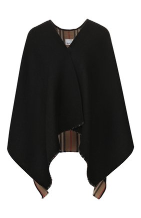 Женская шерстяная накидка BURBERRY черного цвета по цене 59900 руб., арт. 8018496 | Фото 1 Женская шерстяная накидка BURBERRY черного цвета, арт. 8018496 | Фото 1
