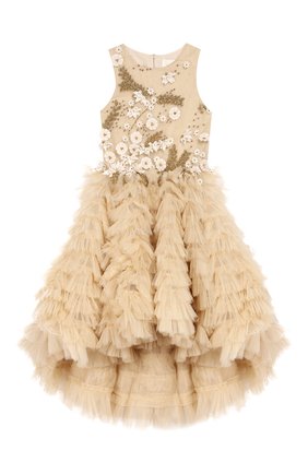 Детское платье MISCHKA AOKI золотого цвета по цене 155000 руб., арт. FW19270/10-12 | Фото 1 Детское платье MISCHKA AOKI золотого цвета, арт. FW19270/10-12 | Фото 1 (Материал внешний: Синтетический материал; Статус проверки: Проверена категория; Материал подклада: Хлопок; Рукава: Без рукавов, Короткие; Девочки Кросс-КТ: Платье-одежда; Случай: Вечерний; Ростовка одежда: 10 - 11 лет | 140 - 146см)