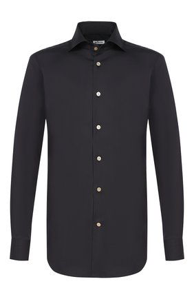 Мужская хлопковая сорочка KITON темно-серого цвета по цене 74600 руб., арт. UCCH0701306 | Фото 1 Мужская хлопковая сорочка KITON темно-серого цвета, арт. UCCH0701306 | Фото 1 (Длина (для топов): Стандартные; Материал внешний: Хлопок; Рукава: Длинные; Случай: Формальный; Манжеты: На пуговицах; Воротник: Акула; Принт: Однотонные)
