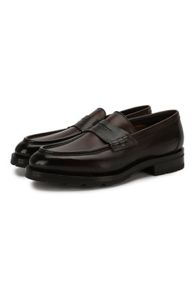 Мужские кожаные пенни-лоферы SANTONI темно-коричневого цвета по цене 64500 руб., арт. MCC016734ML8HTRGT55 | Фото 1 Мужские кожаные пенни-лоферы SANTONI темно-коричневого цвета, арт. MCC016734ML8HTRGT55 | Фото 1