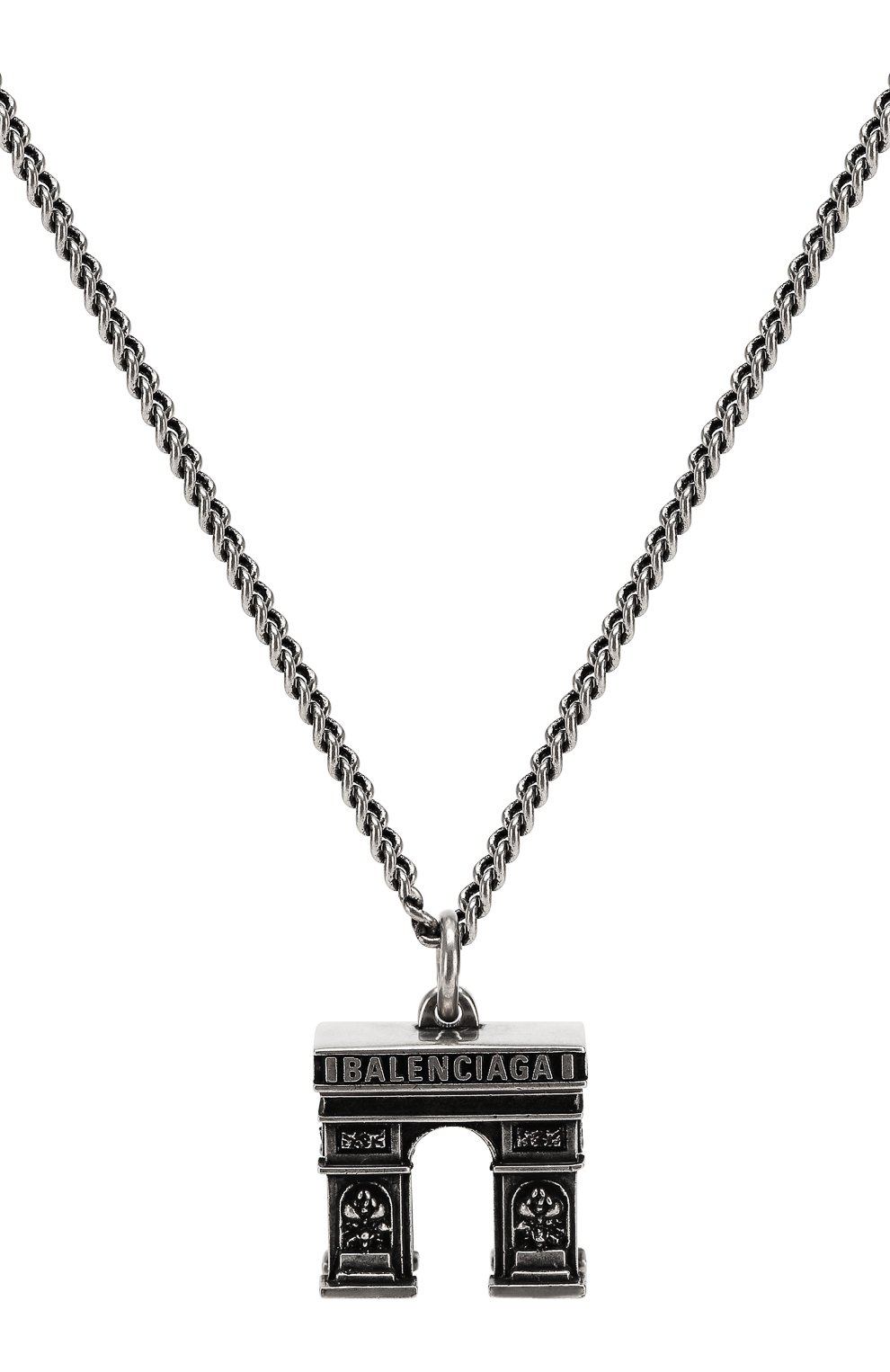 Мужского цепь с кулоном BALENCIAGA серебряного цвета по цене 0 руб., арт. 595035/TZ99I | Фото 2 Мужского цепь с кулоном BALENCIAGA серебряного цвета, арт. 595035/TZ99I | Фото 2 (Материал: Металл)