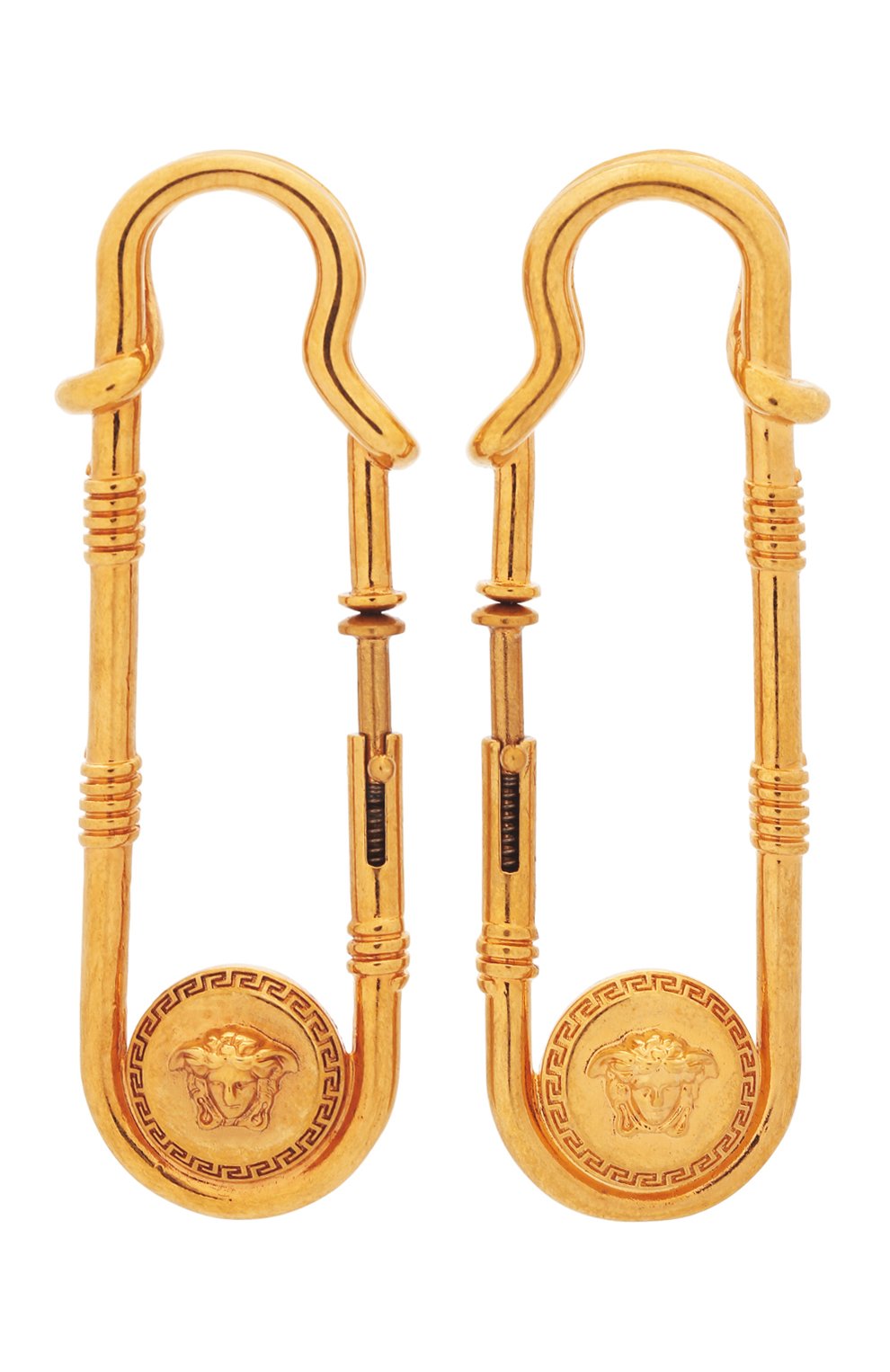 Женские золотые серьги medusa safety pin VERSACE — купить за 29550 руб