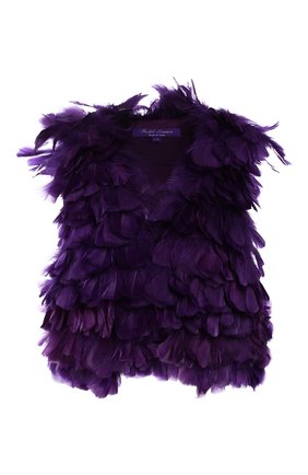 Женский жилет с перьевой отделкой RALPH LAUREN фиолетового цвета по цене 456500 руб., арт. 290778238 | Фото 1 Женский жилет с перьевой отделкой RALPH LAUREN фиолетового цвета, арт. 290778238 | Фото 1 (Длина (верхняя одежда): Короткие; Материал внешний: Шелк; Материал подклада: Шелк; Женское Кросс-КТ: Жилет-одежда; Статус проверки: Проверена категория)