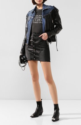 Женская хлопковая футболка AMIRI темно-серого цвета по цене 21900 руб., арт. W9W03310CJ | Фото 2 Женская хлопковая футболка AMIRI темно-серого цвета, арт. W9W03310CJ | Фото 2