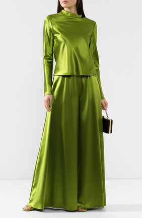 Женская шелковая блузка BRANDON MAXWELL зеленого цвета по цене 108000 руб., арт. TP211FW19HC | Фото 2 Женская шелковая блузка BRANDON MAXWELL зеленого цвета, арт. TP211FW19HC | Фото 2