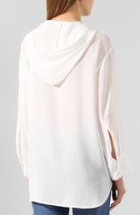 Женская шелковая блузка ERMANNO ERMANNO SCERVINO белого цвета, арт. 45T CM29 CDC | Фото 4 (Материал внешний: Шелк; Рукава: Длинные; Принт: Без принта; Длина (для топов): Удлиненные; Женское Кросс-КТ: Блуза-одежда)