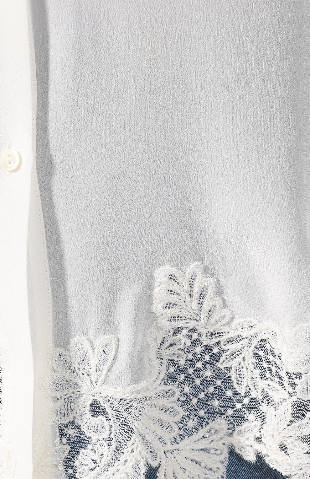 Женская шелковая блузка ERMANNO ERMANNO SCERVINO белого цвета, арт. 45T CM29 CDC | Фото 5 (Материал внешний: Шелк; Рукава: Длинные; Принт: Без принта; Длина (для топов): Удлиненные; Женское Кросс-КТ: Блуза-одежда)